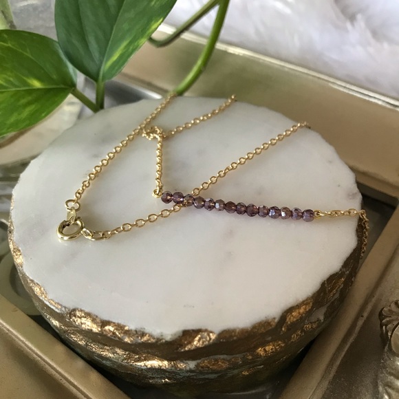 🎉HP🎉 [handmade] amethyst beaded bar necklace - Picture 3 of 5